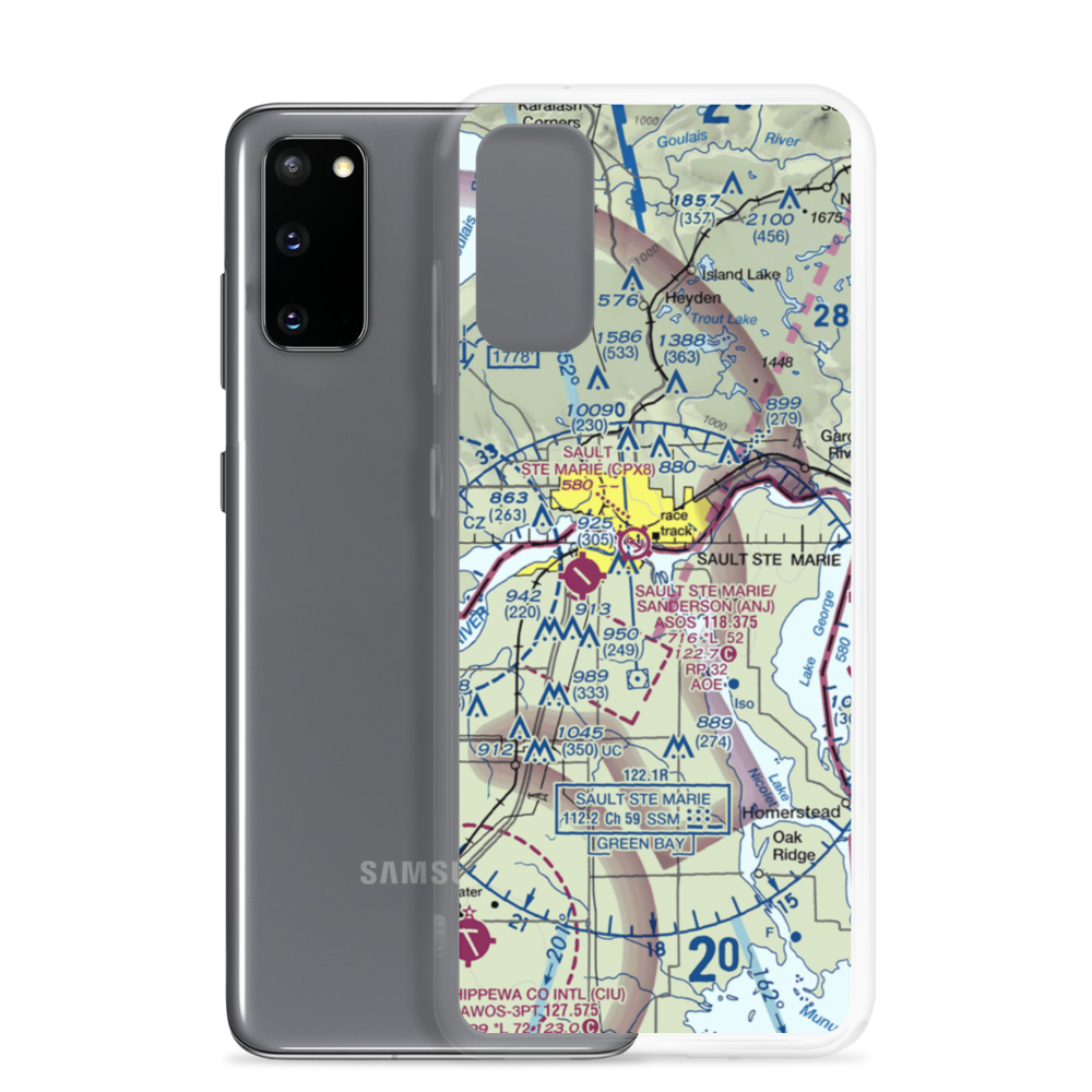 Sault Ste Marie International Seaplane Base (MI8) VFR Sectional Samsung Case Samsung Galaxy S20 model shown