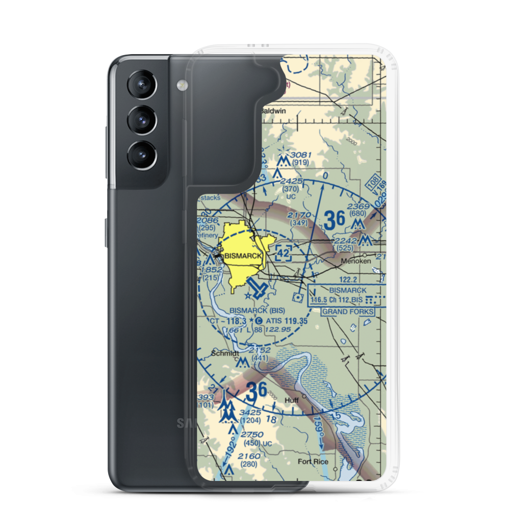 Sauter Airport (ND96) VFR Sectional Samsung Case Samsung Galaxy S21 model shown