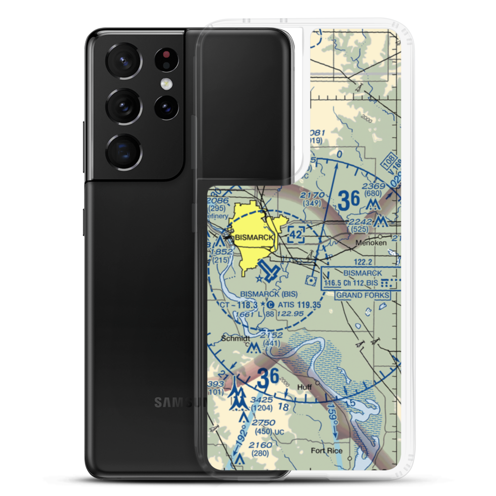 Sauter Airport (ND96) VFR Sectional Samsung Case Samsung Galaxy S21 Ultra model shown