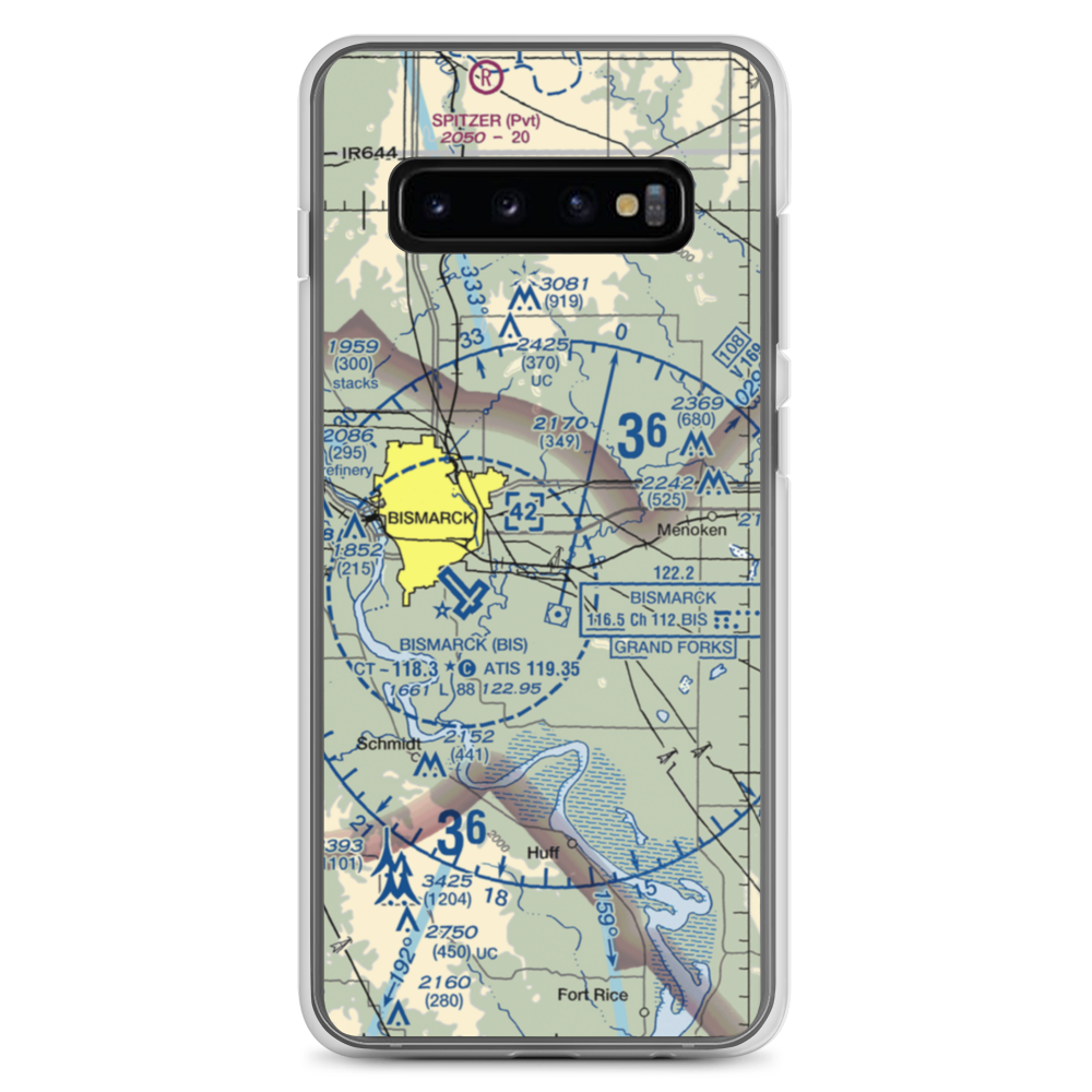 Sauter Airport (ND96) VFR Sectional Samsung Case Samsung Galaxy S10+ model shown