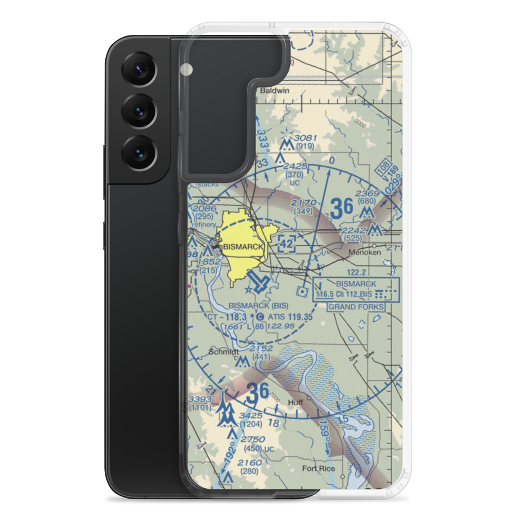 Sauter Airport (ND96) VFR Sectional Samsung Case Samsung Galaxy S22 Plus model shown