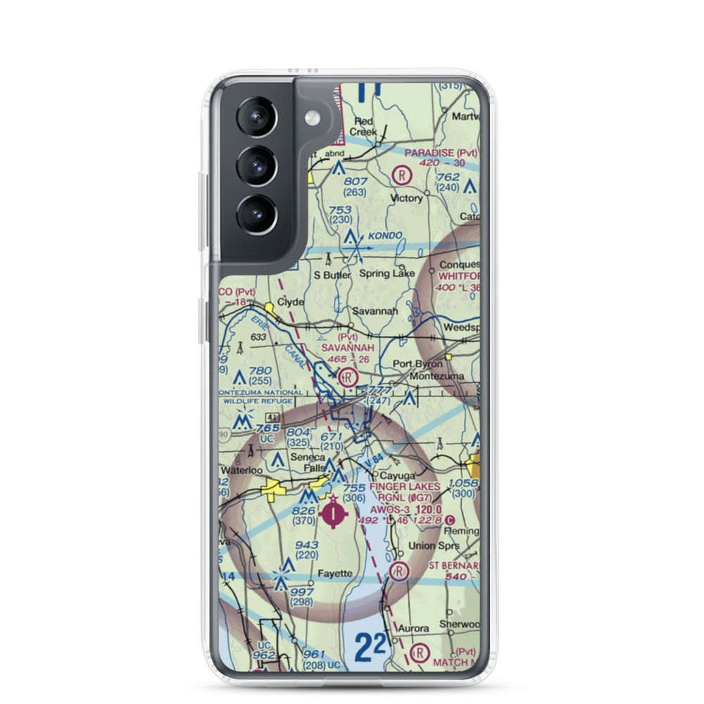 Savannah Agri-Air Airport (46NY) VFR Sectional Samsung Case Samsung Galaxy S21 model shown