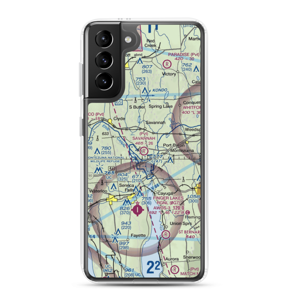 Savannah Agri-Air Airport (46NY) VFR Sectional Samsung Case Samsung Galaxy S21 Plus model shown