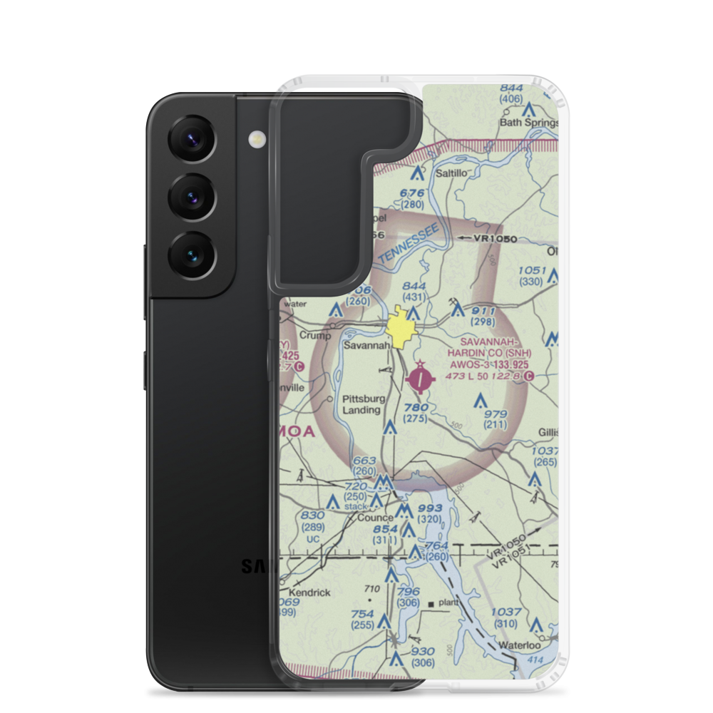 Savannah Hardin County Airport (SNH) VFR Sectional Samsung Case Samsung Galaxy S22 model shown