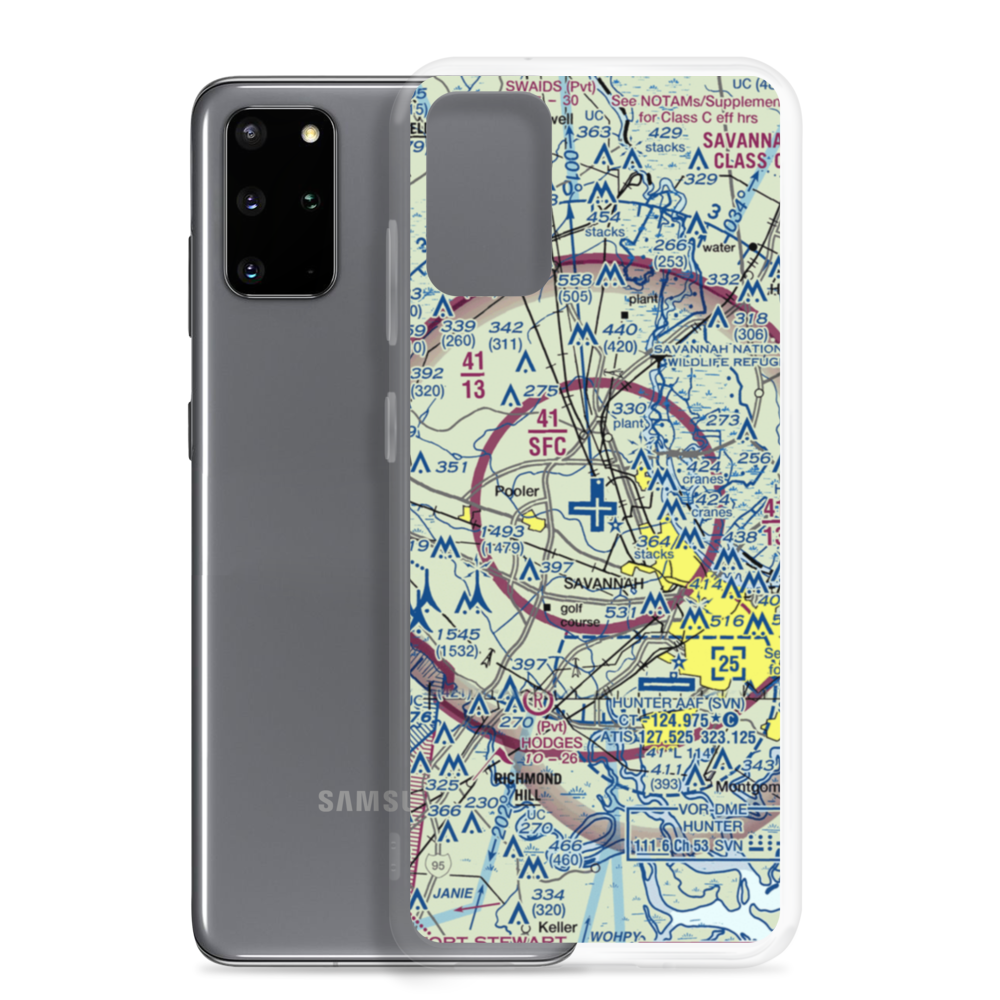 Savannah Hilton Head International Airport (SAV) VFR Sectional Samsung Case Samsung Galaxy S20 Plus model shown