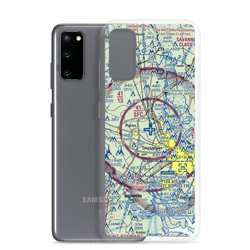 Savannah Hilton Head International Airport (SAV) VFR Sectional Samsung Case Samsung Galaxy S20 model shown