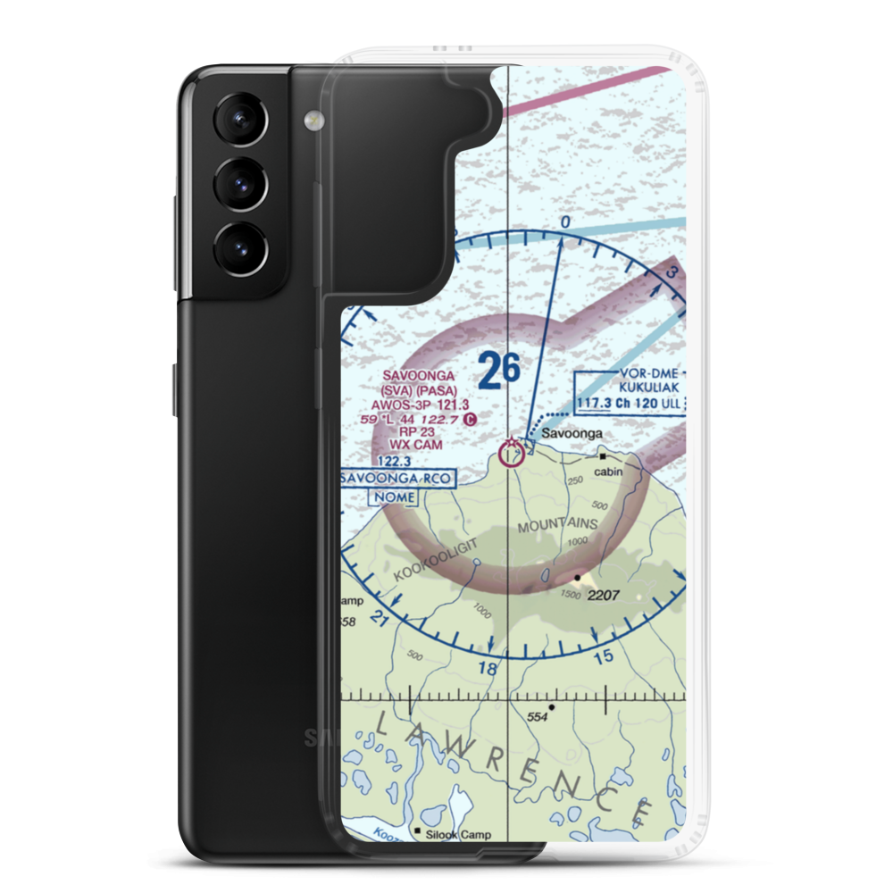 Savoonga Airport (SVA) VFR Sectional Samsung Case Samsung Galaxy S21 Plus model shown
