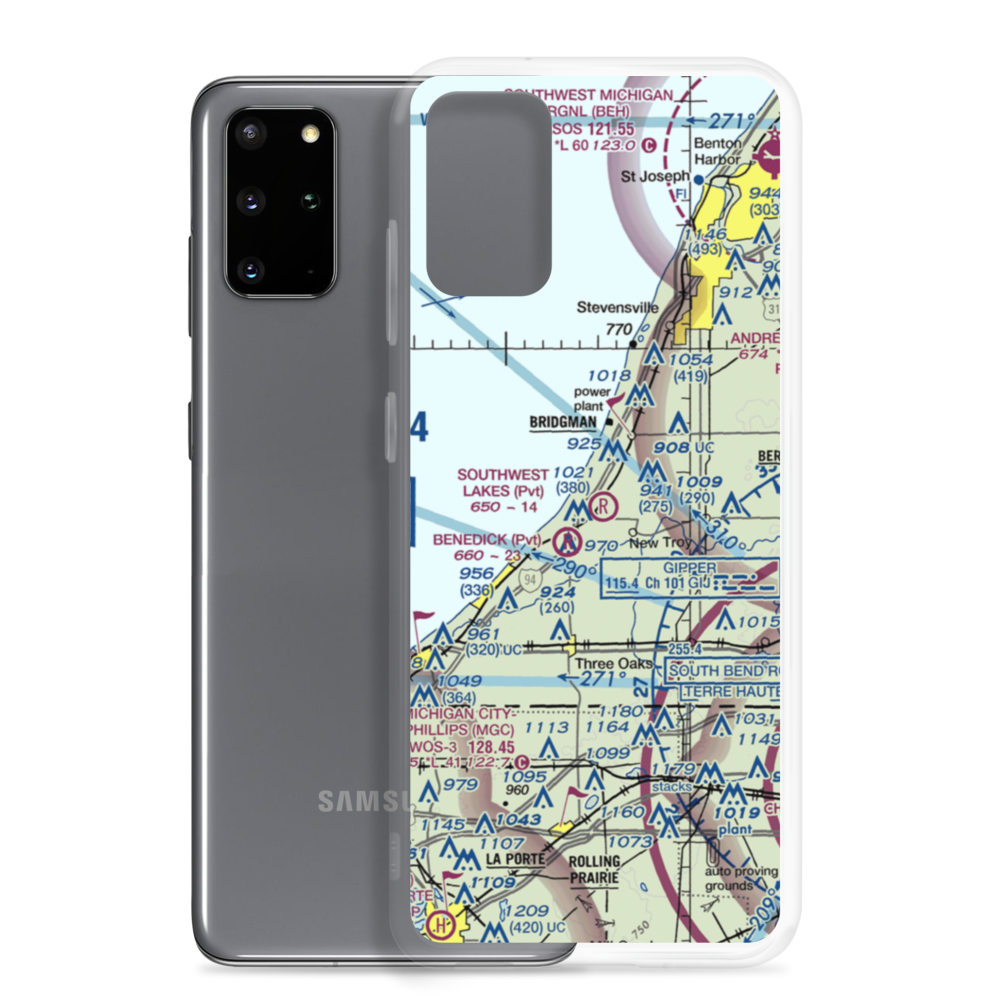 Sawyer / Southwest Lakes Airpark (US-0182) VFR Sectional Samsung Case Samsung Galaxy S20 Plus model shown