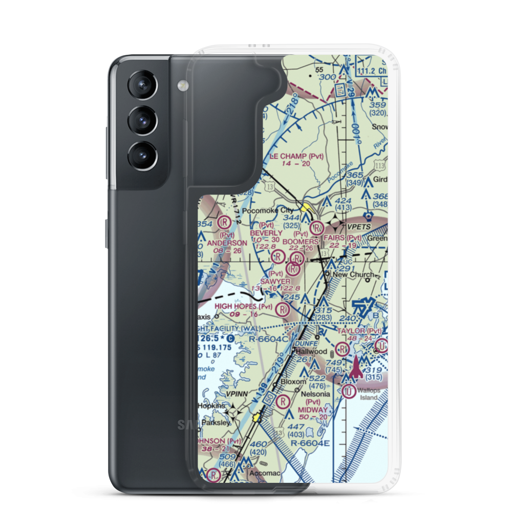 Sawyer Airport (VG19) VFR Sectional Samsung Case Samsung Galaxy S21 model shown