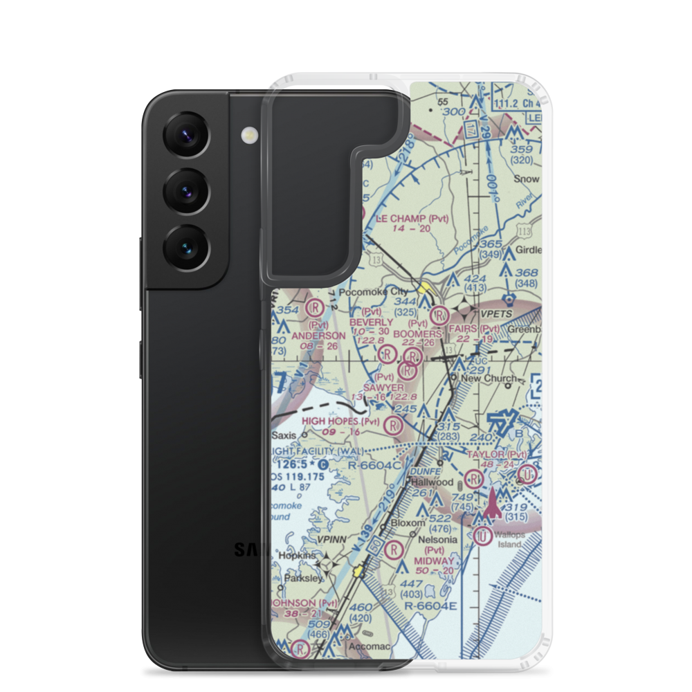 Sawyer Airport (VG19) VFR Sectional Samsung Case Samsung Galaxy S22 model shown