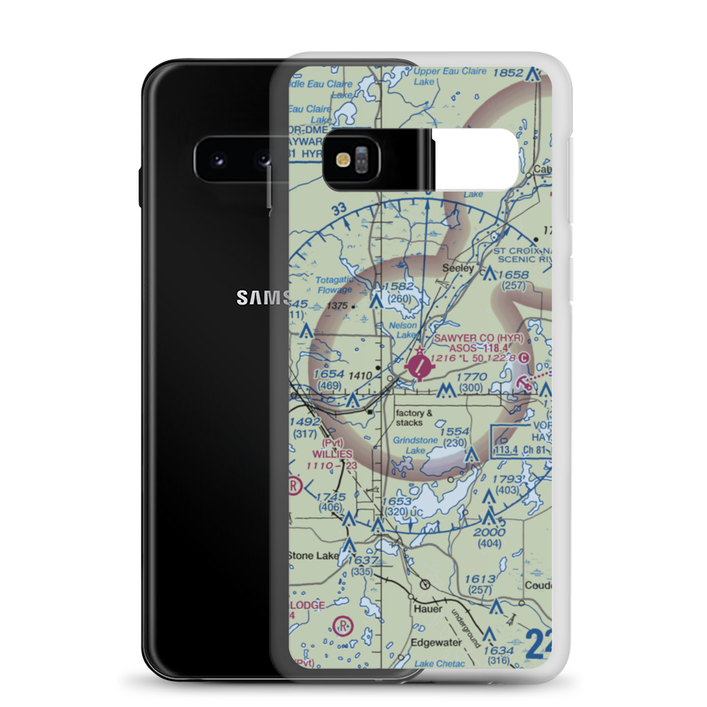 Sawyer County Airport (HYR) VFR Sectional Samsung Case Samsung Galaxy S10 model shown