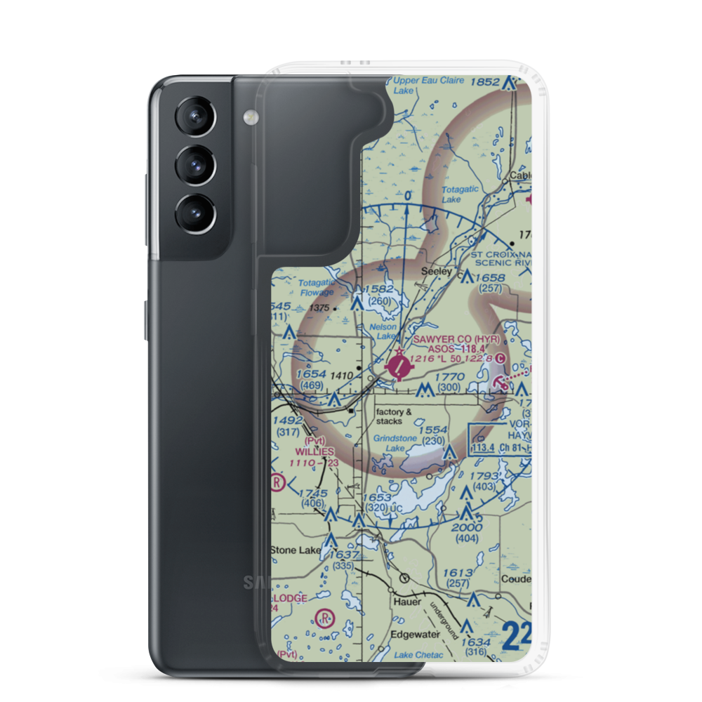 Sawyer County Airport (HYR) VFR Sectional Samsung Case Samsung Galaxy S21 model shown