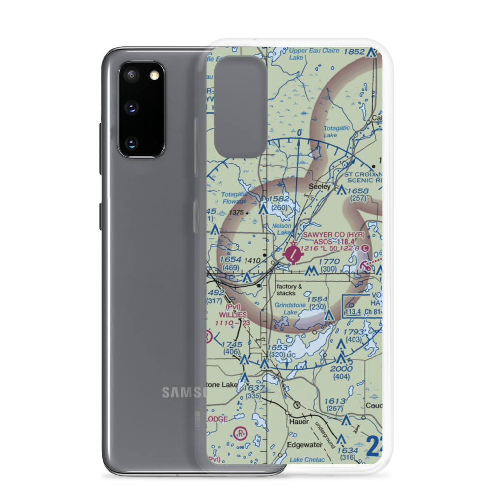 Sawyer County Airport (HYR) VFR Sectional Samsung Case Samsung Galaxy S20 model shown