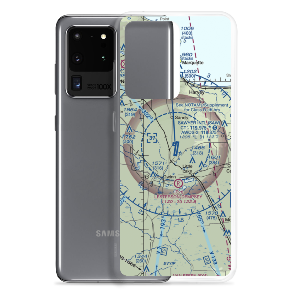 Sawyer International Airport (SAW) VFR Sectional Samsung Case Samsung Galaxy S20 Ultra model shown