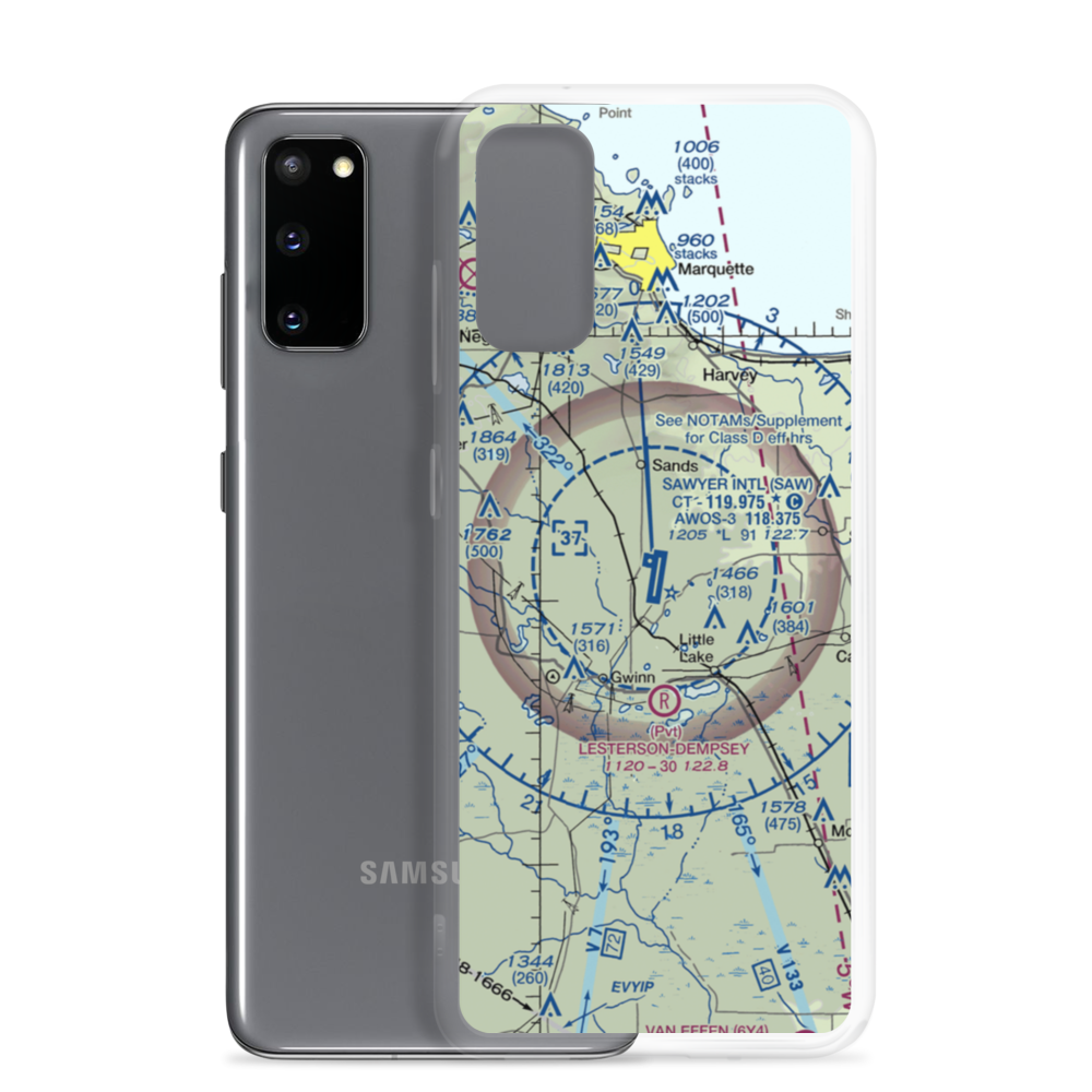 Sawyer International Airport (SAW) VFR Sectional Samsung Case Samsung Galaxy S20 model shown