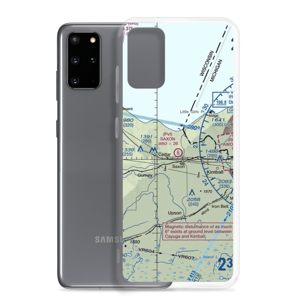 Saxon Airport (6WI4) VFR Sectional Samsung Case Samsung Galaxy S20 Plus model shown