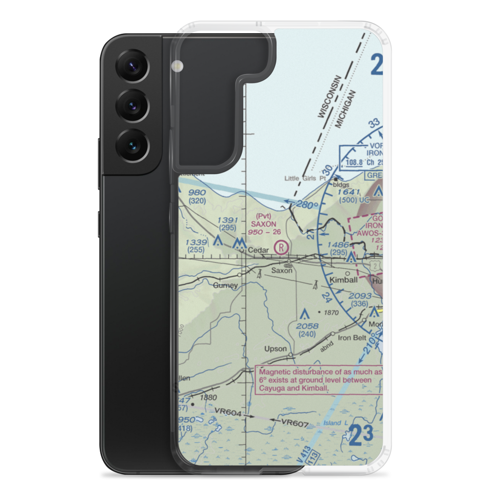Saxon Airport (6WI4) VFR Sectional Samsung Case Samsung Galaxy S22 Plus model shown