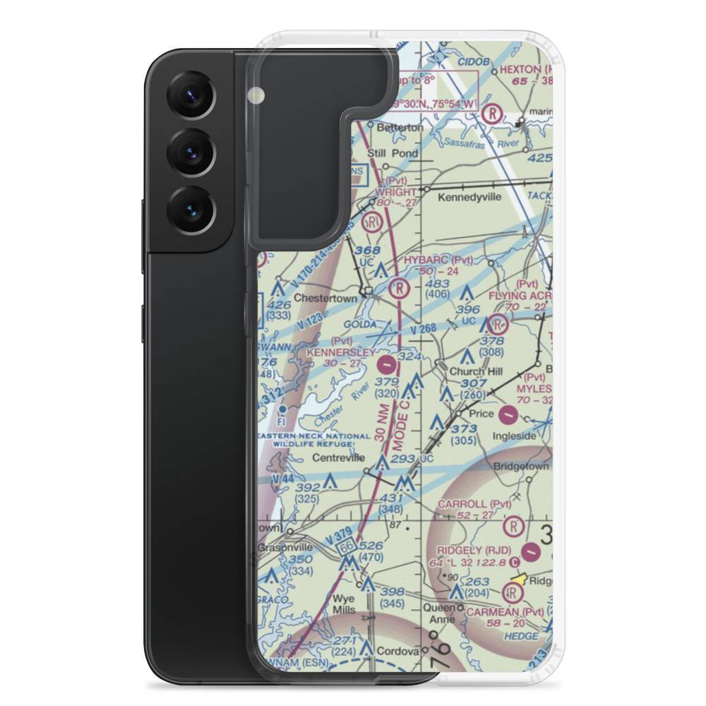 Saxon Farms Airport (MD91) VFR Sectional Samsung Case Samsung Galaxy S22 Plus model shown
