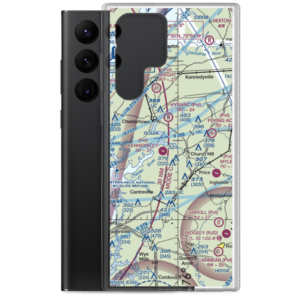 Saxon Farms Airport (MD91) VFR Sectional Samsung Case Samsung Galaxy S22 Ultra model shown