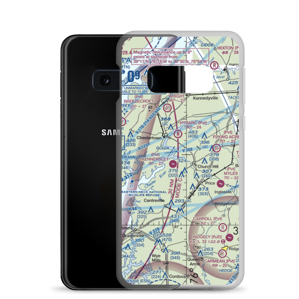 Saxon Farms Airport (MD91) VFR Sectional Samsung Case Samsung Galaxy S10e model shown