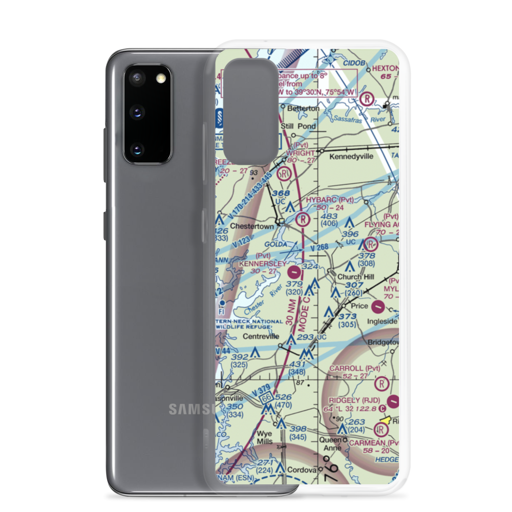 Saxon Farms Airport (MD91) VFR Sectional Samsung Case Samsung Galaxy S20 model shown