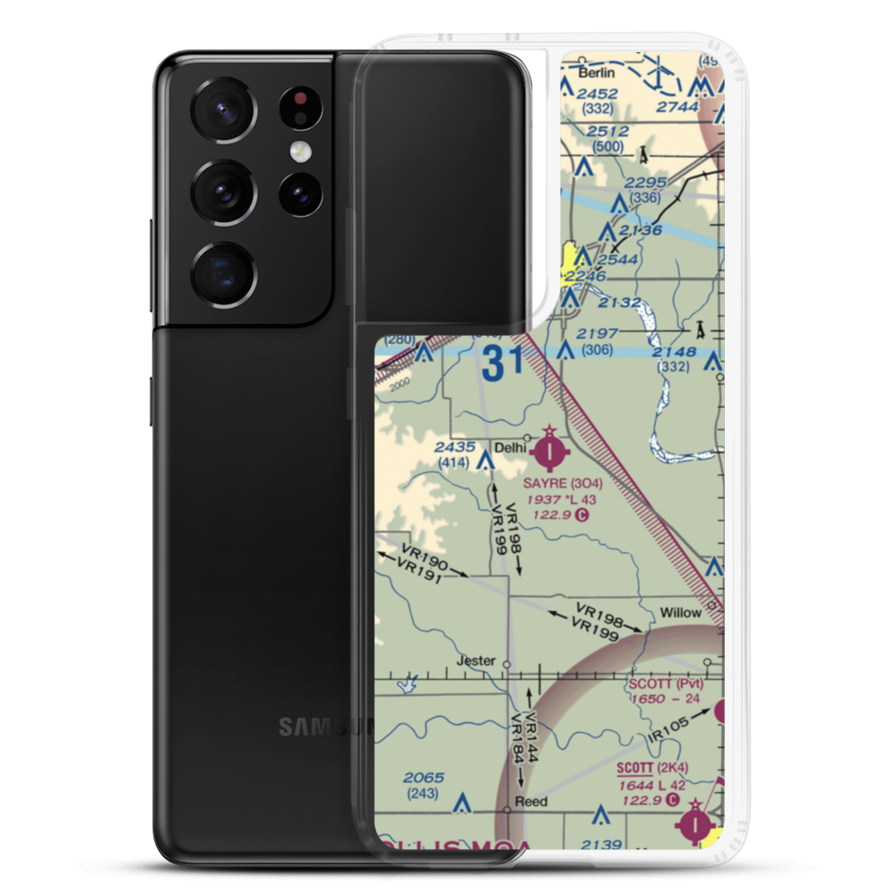 Sayre Municipal Airport (3O4) VFR Sectional Samsung Case Samsung Galaxy S21 Ultra model shown