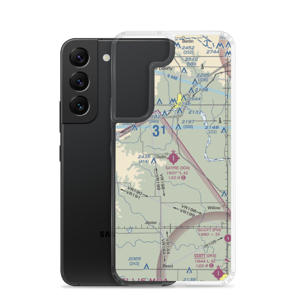 Sayre Municipal Airport (3O4) VFR Sectional Samsung Case Samsung Galaxy S22 model shown