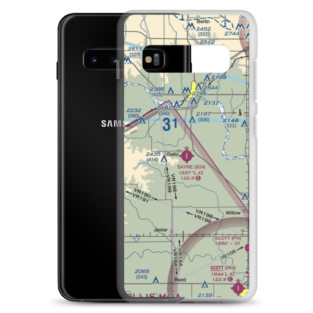 Sayre Municipal Airport (3O4) VFR Sectional Samsung Case Samsung Galaxy S10+ model shown