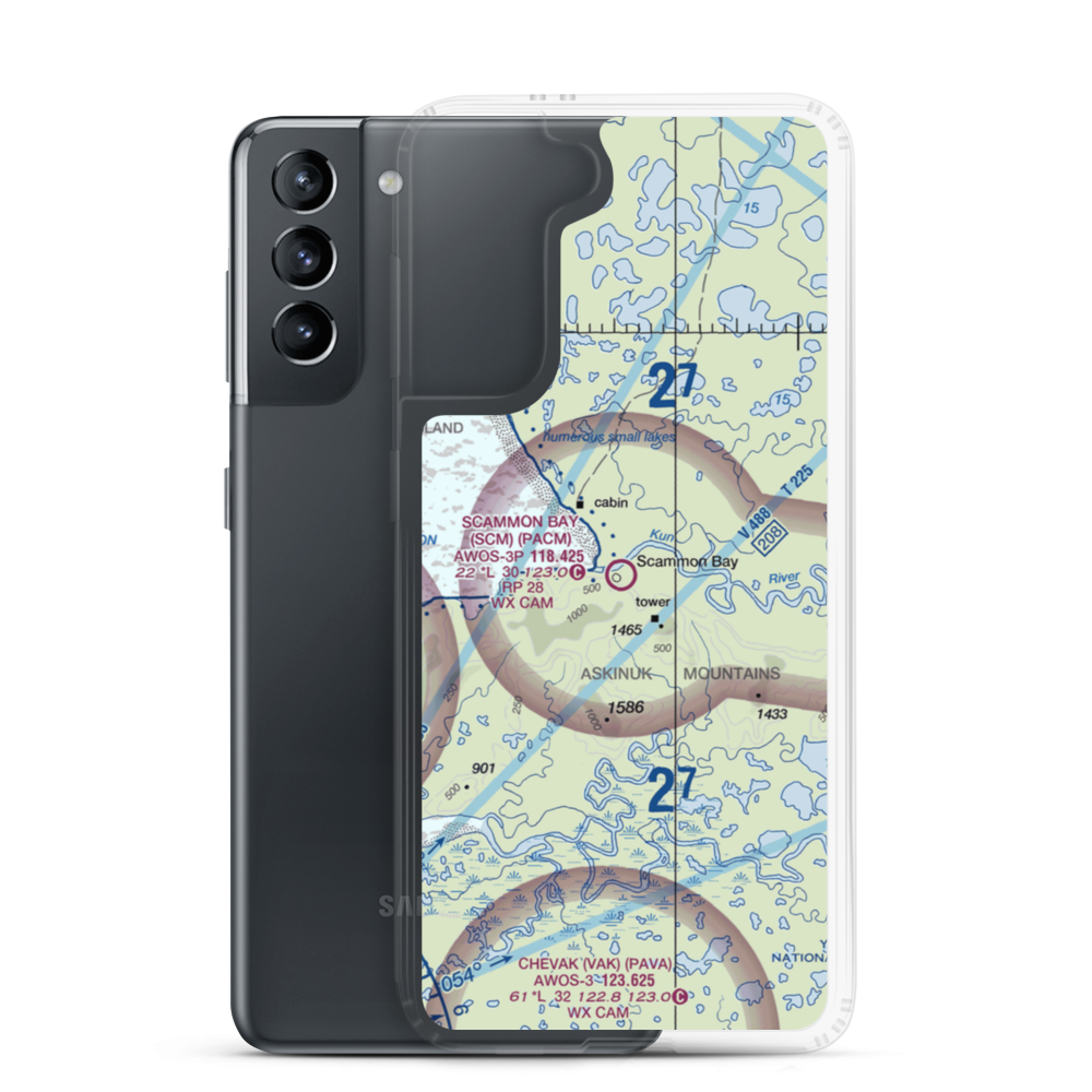 Scammon Bay Airport (SCM) VFR Sectional Samsung Case Samsung Galaxy S21 model shown
