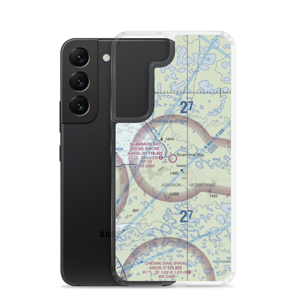 Scammon Bay Airport (SCM) VFR Sectional Samsung Case Samsung Galaxy S22 model shown