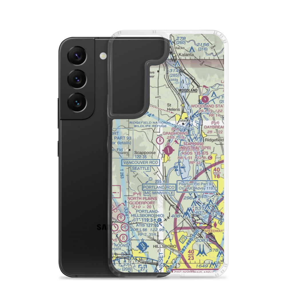 Scappoose Industrial Airpark (SPB) VFR Sectional Samsung Case Samsung Galaxy S22 model shown