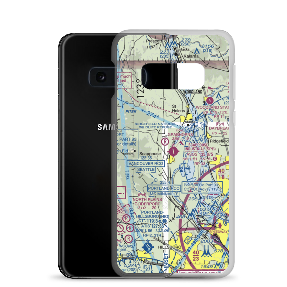 Scappoose Industrial Airpark (SPB) VFR Sectional Samsung Case Samsung Galaxy S10e model shown