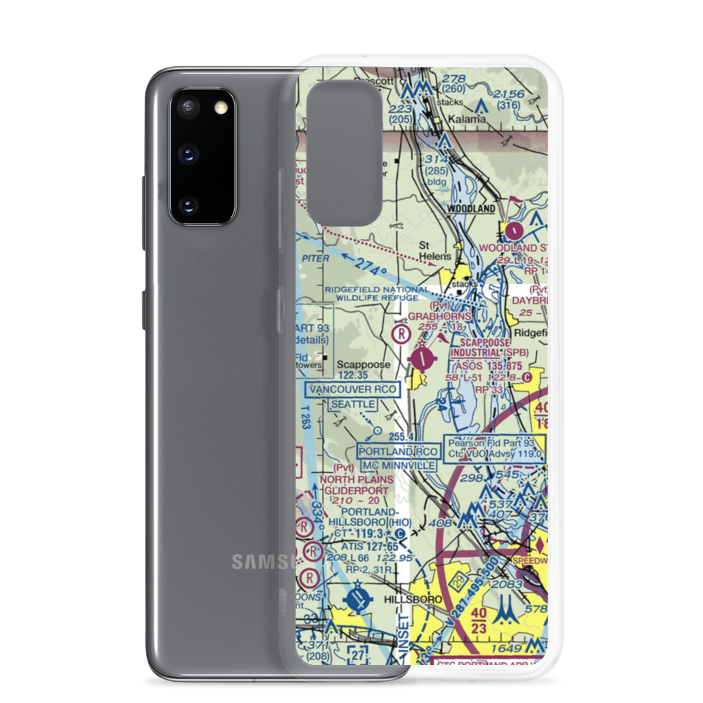 Scappoose Industrial Airpark (SPB) VFR Sectional Samsung Case Samsung Galaxy S20 model shown