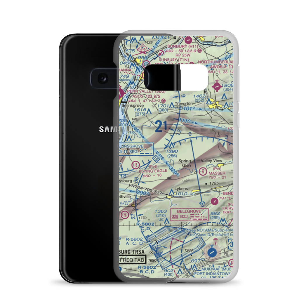 Schadels Airport (1PA9) VFR Sectional Samsung Case Samsung Galaxy S10e model shown