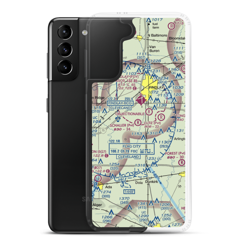 Schaller Airport (27OH) VFR Sectional Samsung Case Samsung Galaxy S21 Plus model shown
