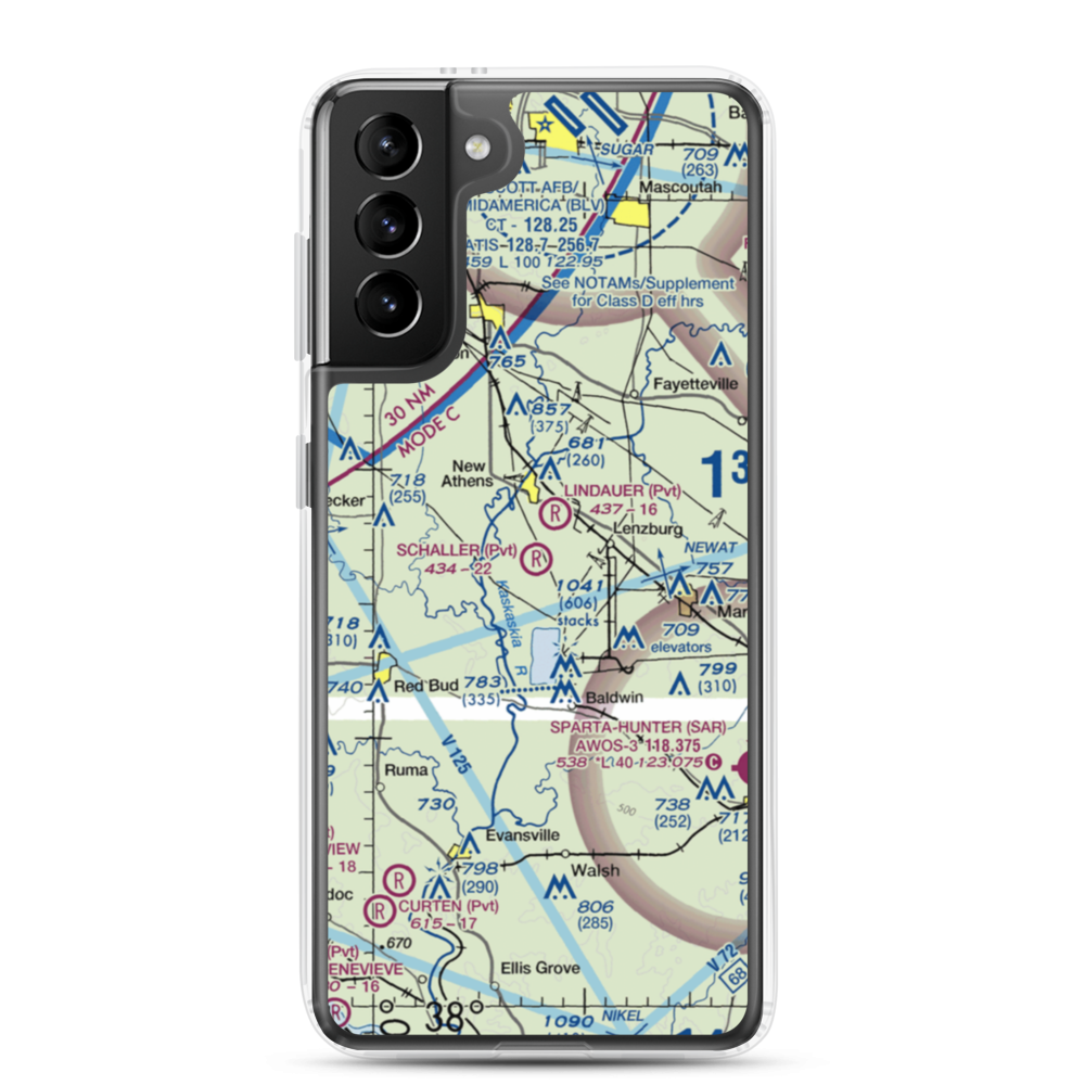 Schaller Airport (LL26) VFR Sectional Samsung Case Samsung Galaxy S21 Plus model shown