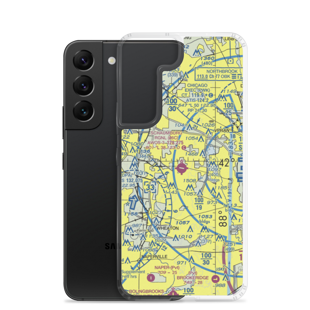 Schaumburg Regional Airport (06C) VFR Sectional Samsung Case Samsung Galaxy S22 model shown