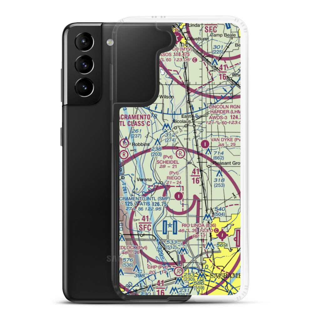 Scheidel Ranch Airport (CA07) VFR Sectional Samsung Case Samsung Galaxy S21 Plus model shown