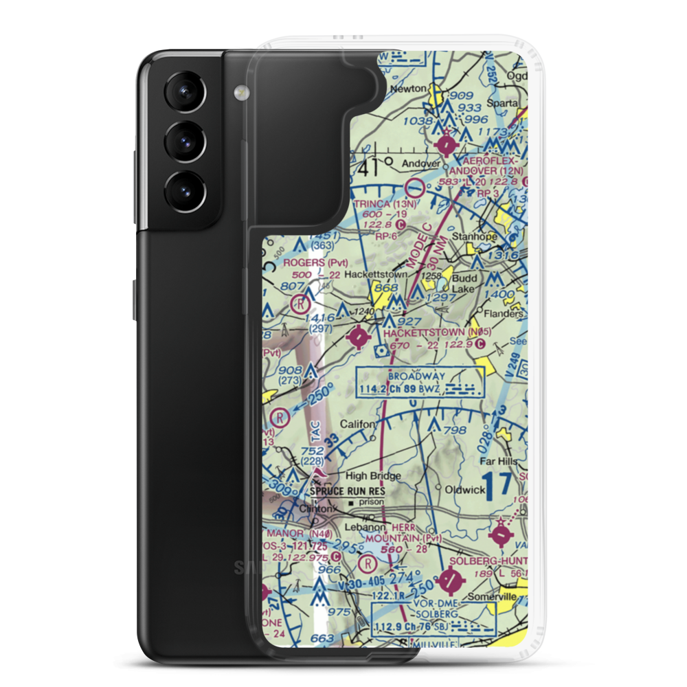 Scheller Airport (62NJ) VFR Sectional Samsung Case Samsung Galaxy S21 Plus model shown
