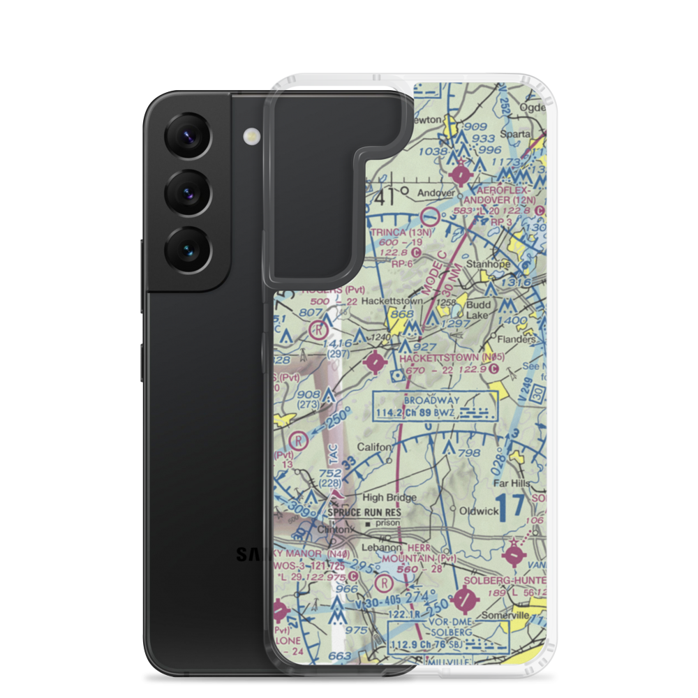 Scheller Airport (62NJ) VFR Sectional Samsung Case Samsung Galaxy S22 model shown