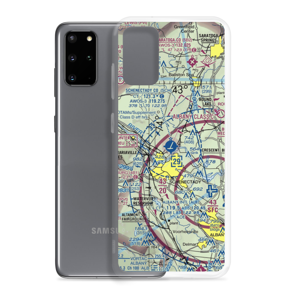 Schenectady County Airport (SCH) VFR Sectional Samsung Case Samsung Galaxy S20 Plus model shown