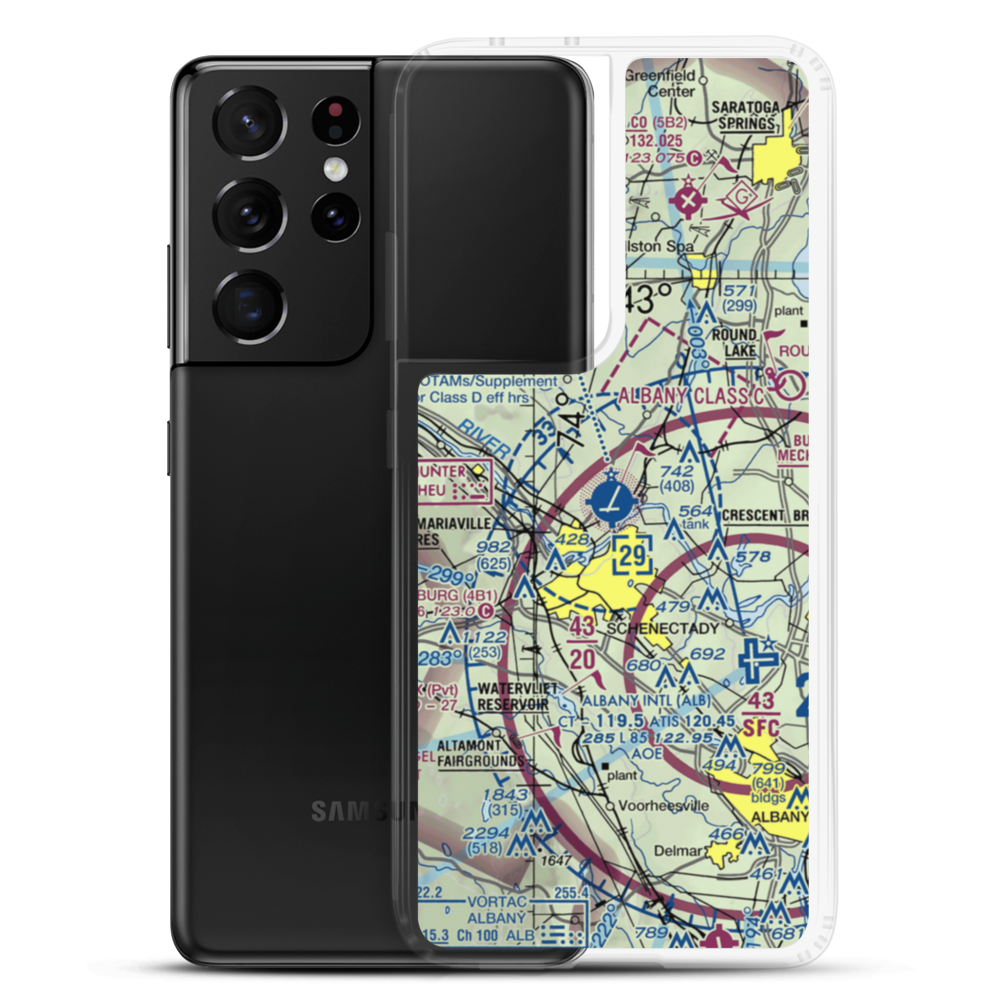 Schenectady County Airport (SCH) VFR Sectional Samsung Case Samsung Galaxy S21 Ultra model shown