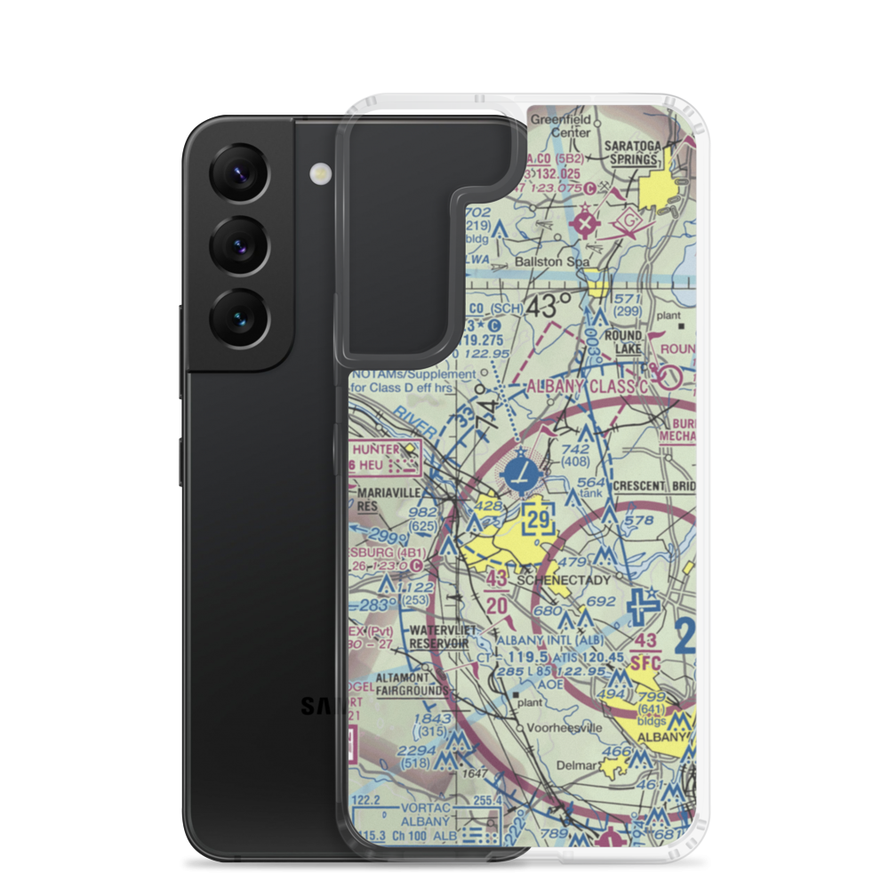 Schenectady County Airport (SCH) VFR Sectional Samsung Case Samsung Galaxy S22 model shown