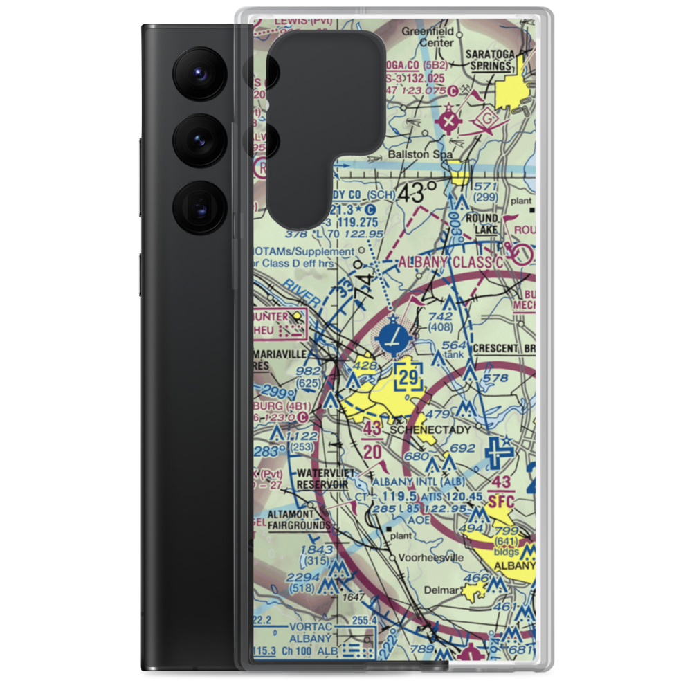 Schenectady County Airport (SCH) VFR Sectional Samsung Case Samsung Galaxy S22 Ultra model shown