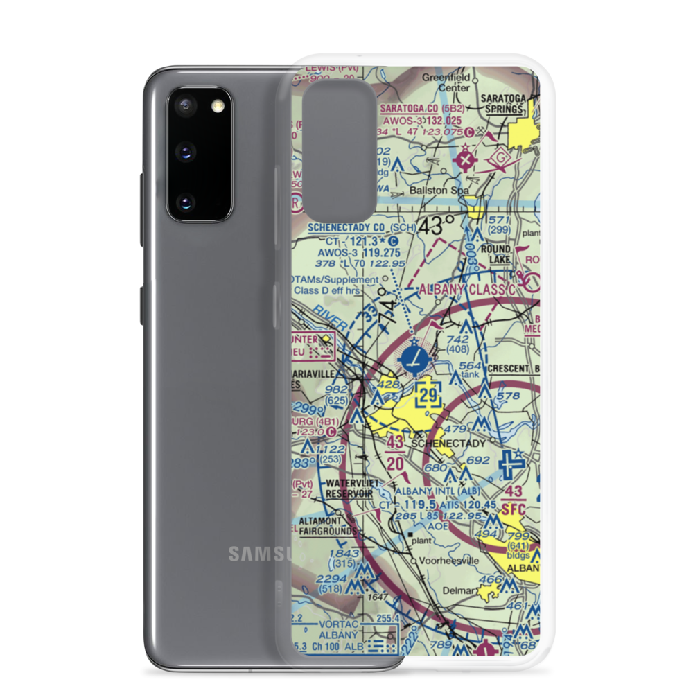 Schenectady County Airport (SCH) VFR Sectional Samsung Case Samsung Galaxy S20 model shown