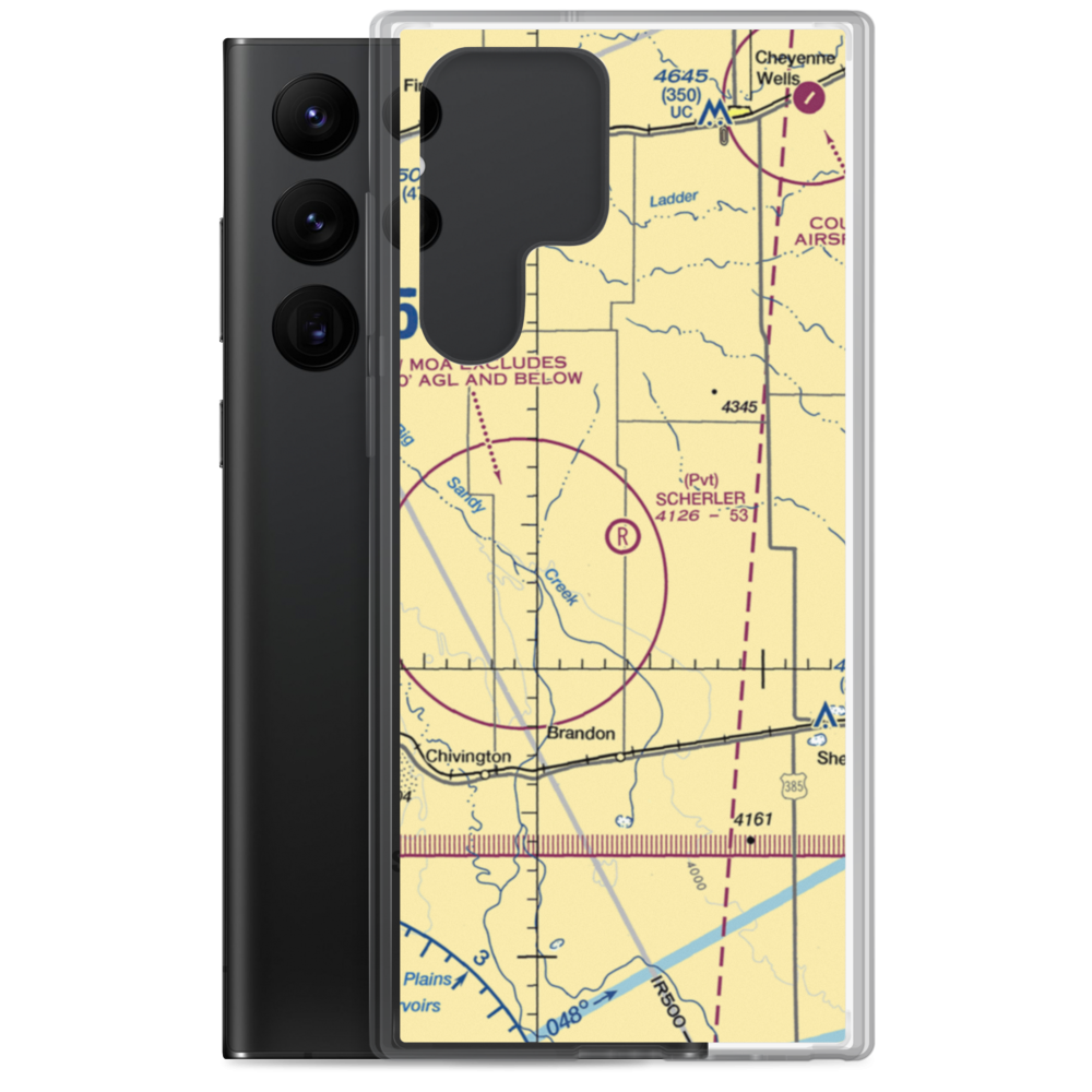 Scherler Private Airstrip (9CO5) VFR Sectional Samsung Case Samsung Galaxy S22 Ultra model shown