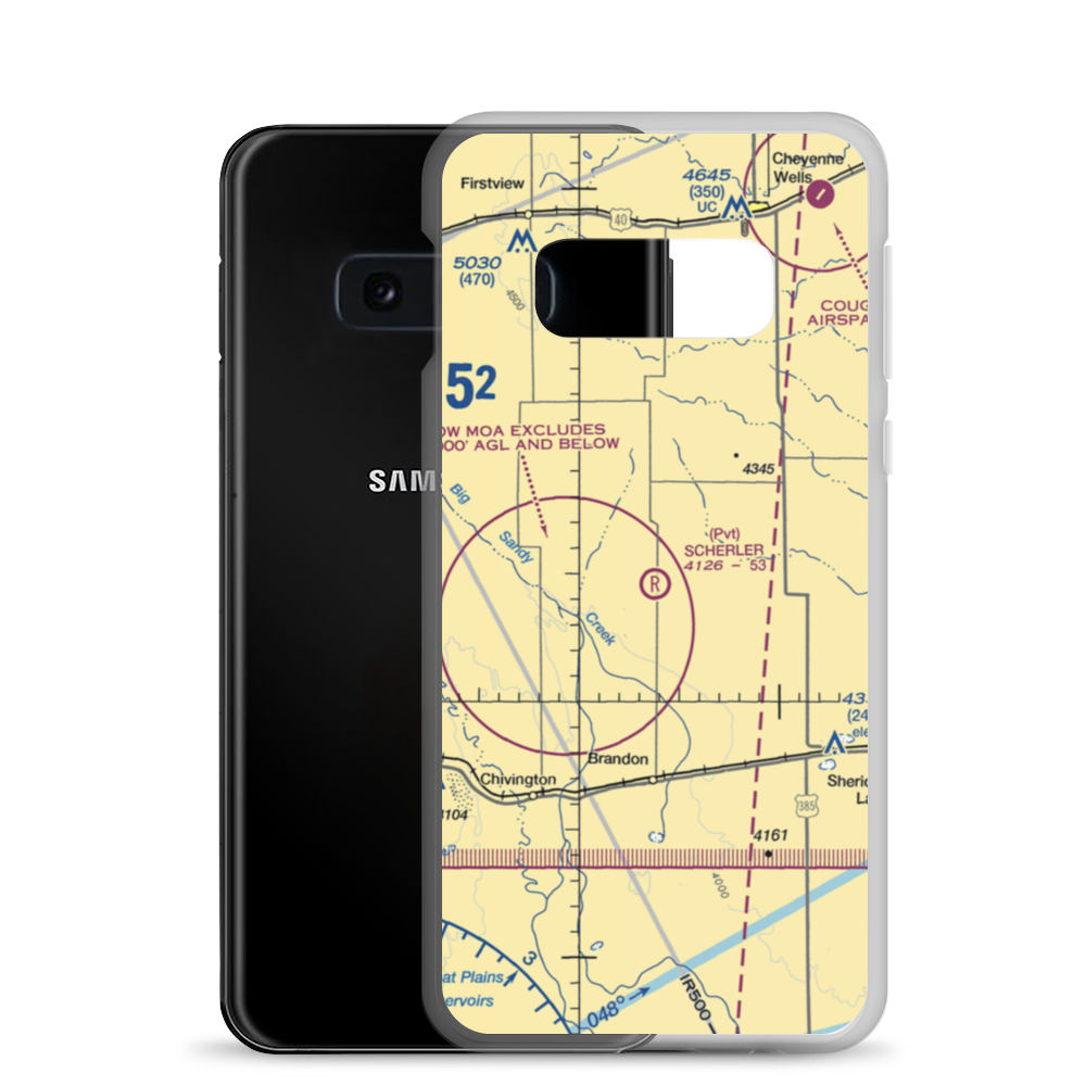 Scherler Private Airstrip (9CO5) VFR Sectional Samsung Case Samsung Galaxy S10e model shown