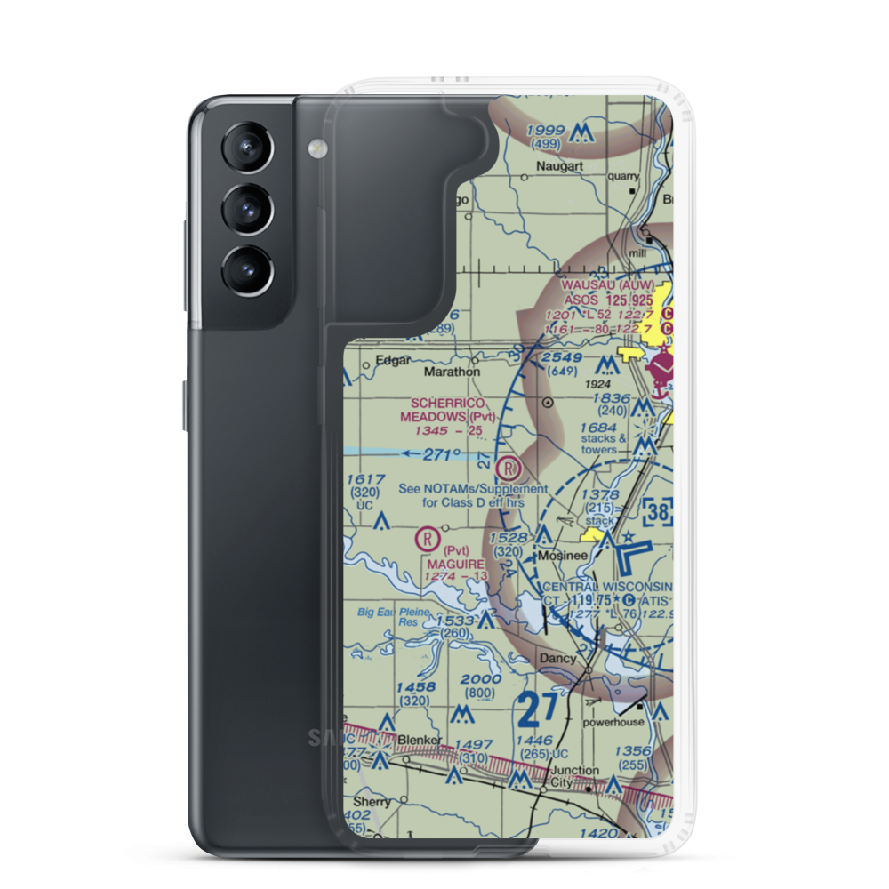 Scherrico Meadows Airport (WS16) VFR Sectional Samsung Case Samsung Galaxy S21 model shown