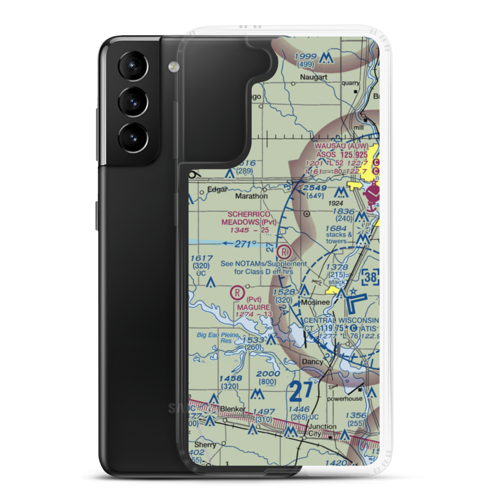 Scherrico Meadows Airport (WS16) VFR Sectional Samsung Case Samsung Galaxy S21 Plus model shown