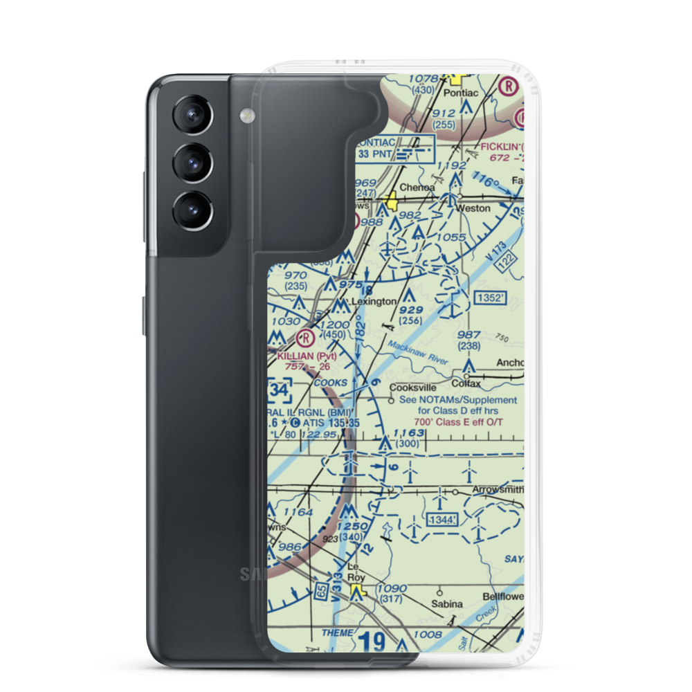 Schertz Aerial Service - Cooksville Airport (2IS9) VFR Sectional Samsung Case Samsung Galaxy S21 model shown